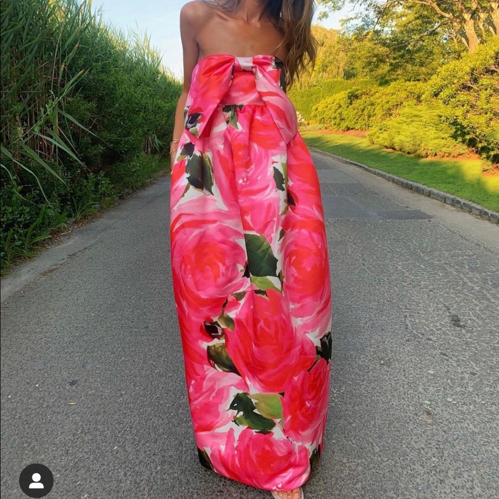 ISO - Richard Quinn Floral Print Satin Gown
